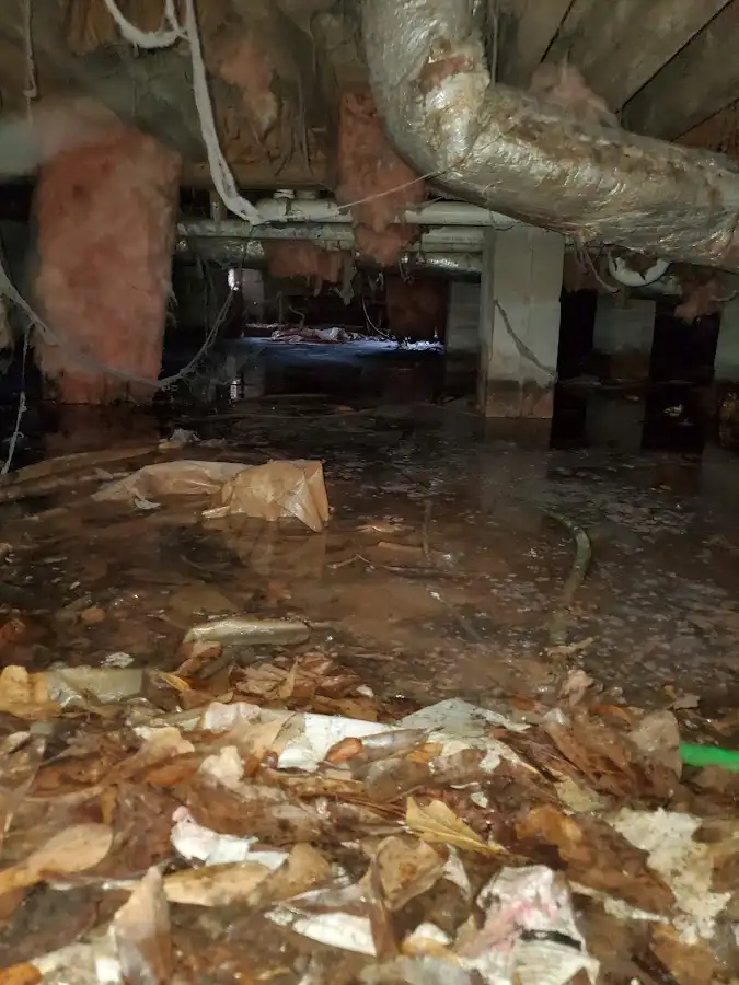 Crawl space flood assessment for Commercial Water Damage Restoration in Tolland
